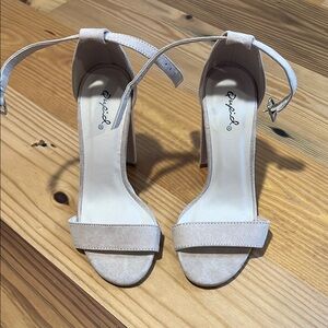 Qupid Cream and Tan Heels with Stiletto Design